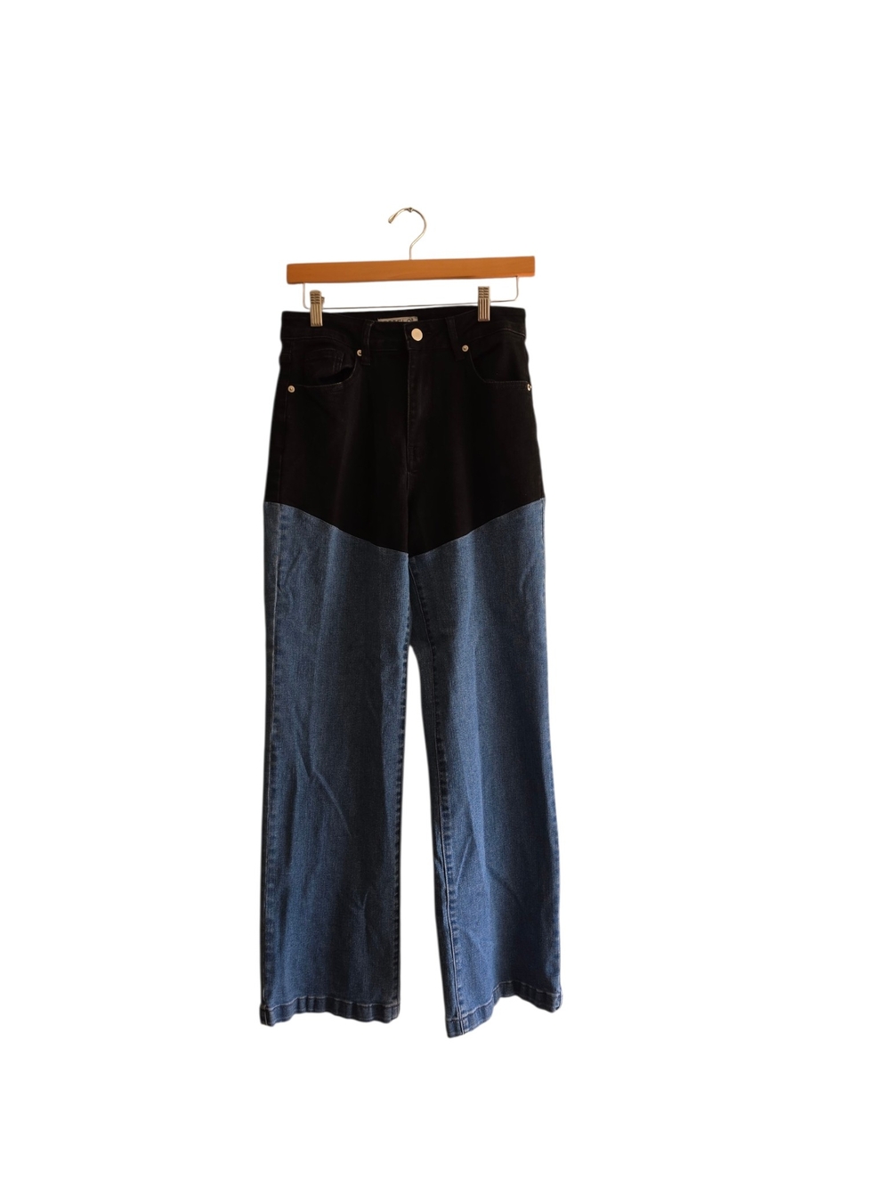 Two-Tone Black and Blue Jeans - Stylish Wide Leg